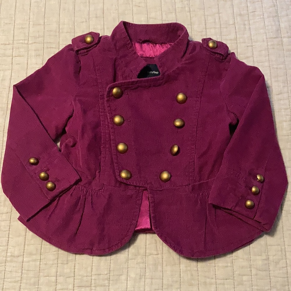 Fuchsia Corduroy Military Style Jacket